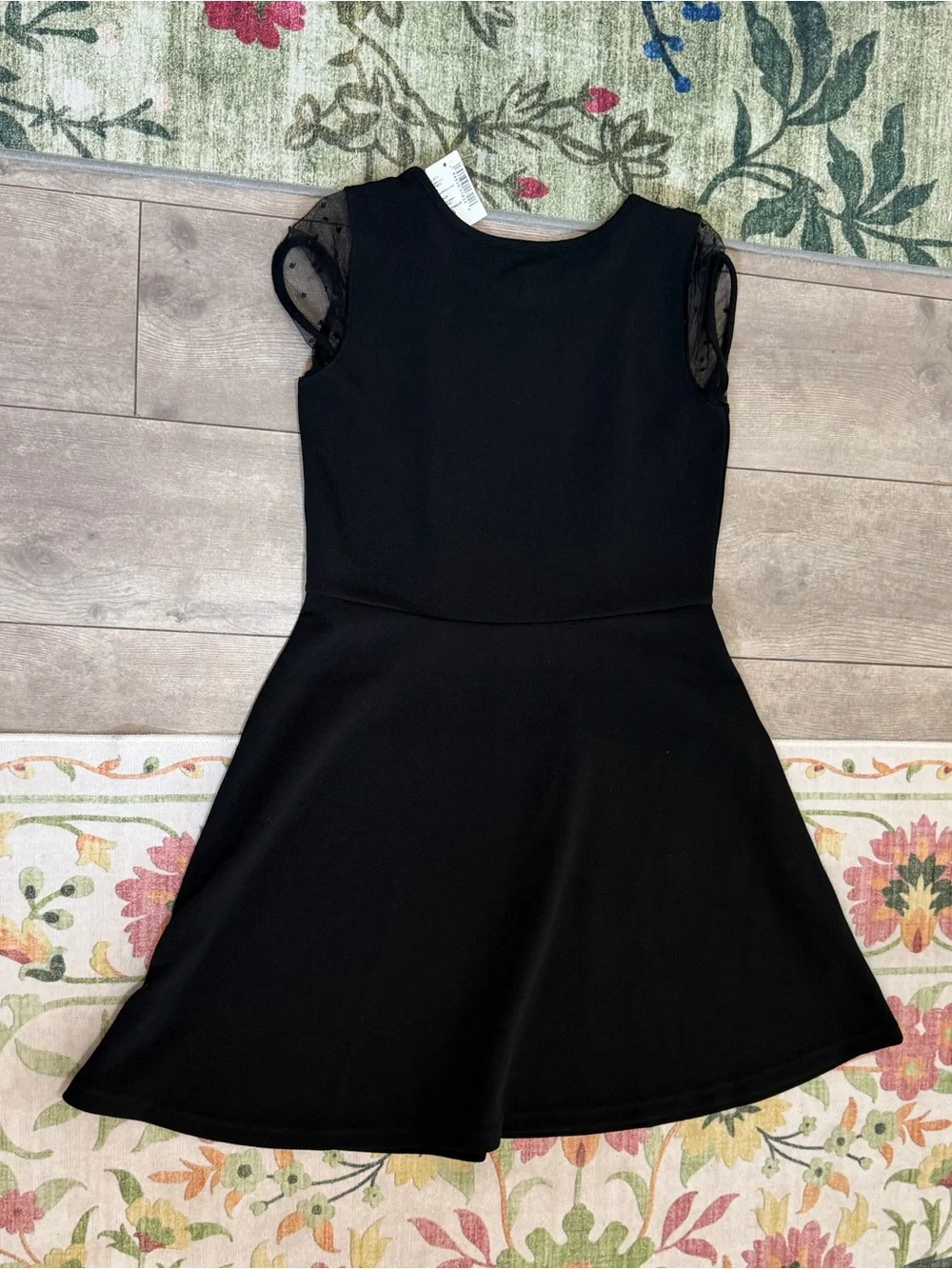 New The Children's Place Black Girls' Fit-and-Flare Party Dress Size Large